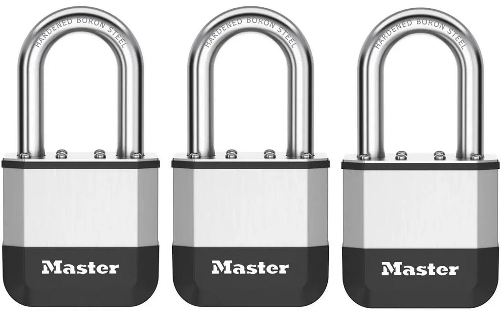 Masterlock Cadenas Elite 52 mm 3 pièces Noir Acier inoxydable/Kevlar