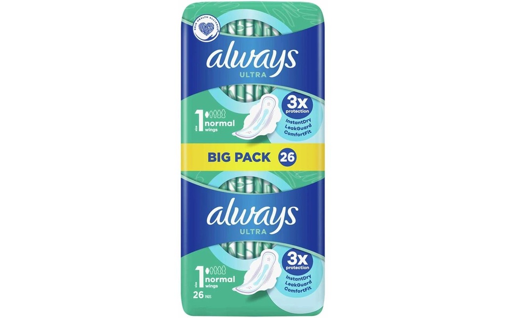 Always Serviettes hygiéniques avec ailettes Ultra Day Gr. 1 26 Pièce/s