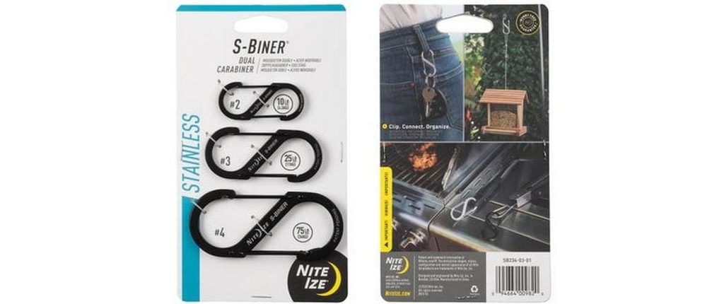 NITE IZE Mousqueton S-Biner Dual Combo 3 pièces, noir