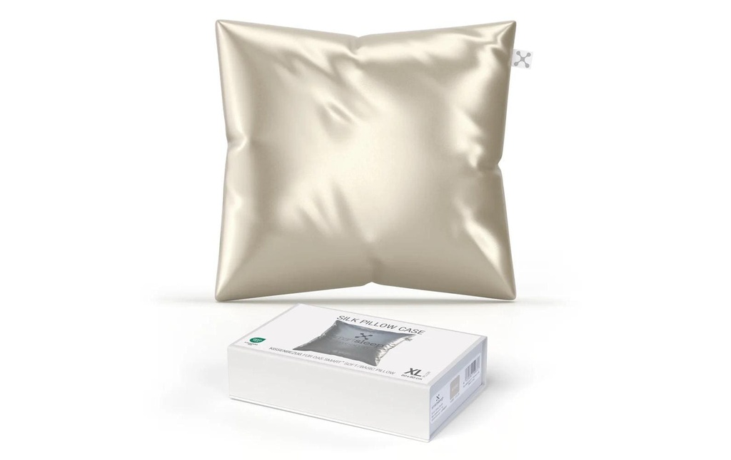 Smartsleep Taie d’oreiller Soie 80 x 80 cm, Beige