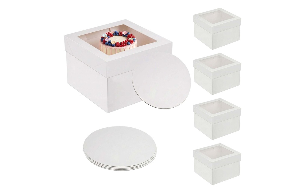 relaxdays Set boîte à gâteaux avec fenêtre & cakeboards 5 Pièce/s