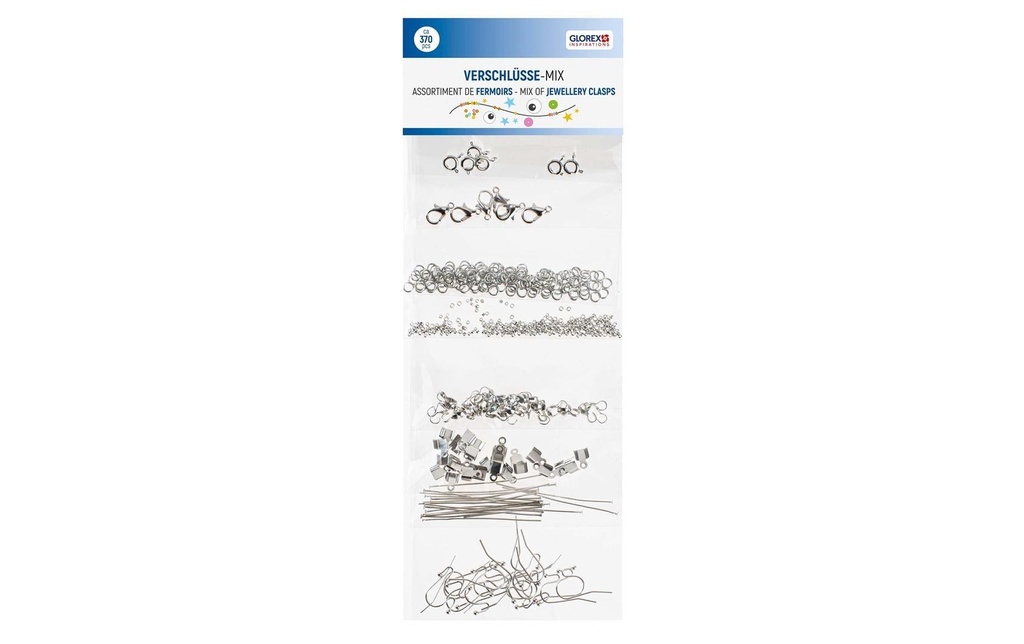 Glorex Fermoirs pour bijoux Métal, multicolore, 370 pièces