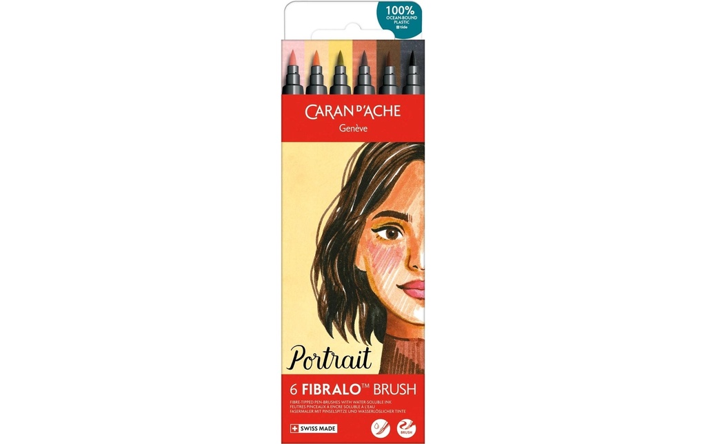 CARAN D'ACHE Feutre Fibralo Brush portrait (6 pces)