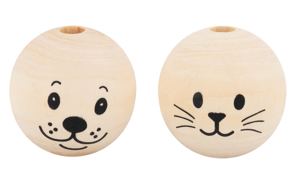 Glorex Perles en bois Glorex avec visage chien & chat Nature