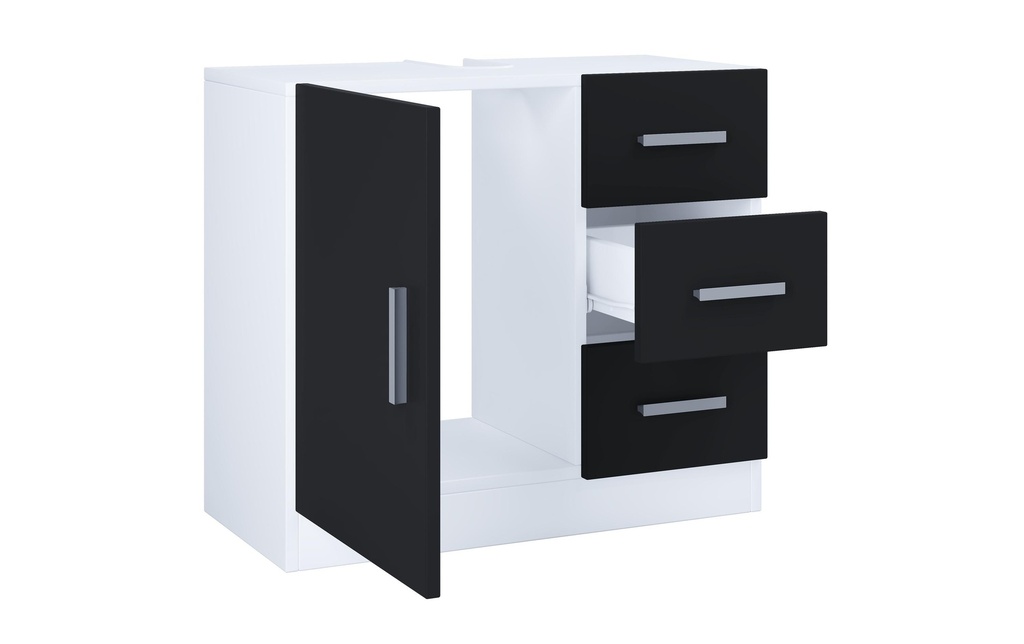 VCM Meuble sous lavabo Zalo XL 63 x 56 cm, blanc/noir