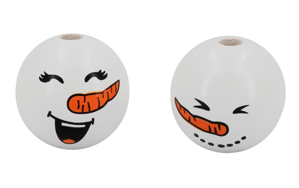 Glorex Perles en bois Glorex avec visage de bonhomme de neige Blanc