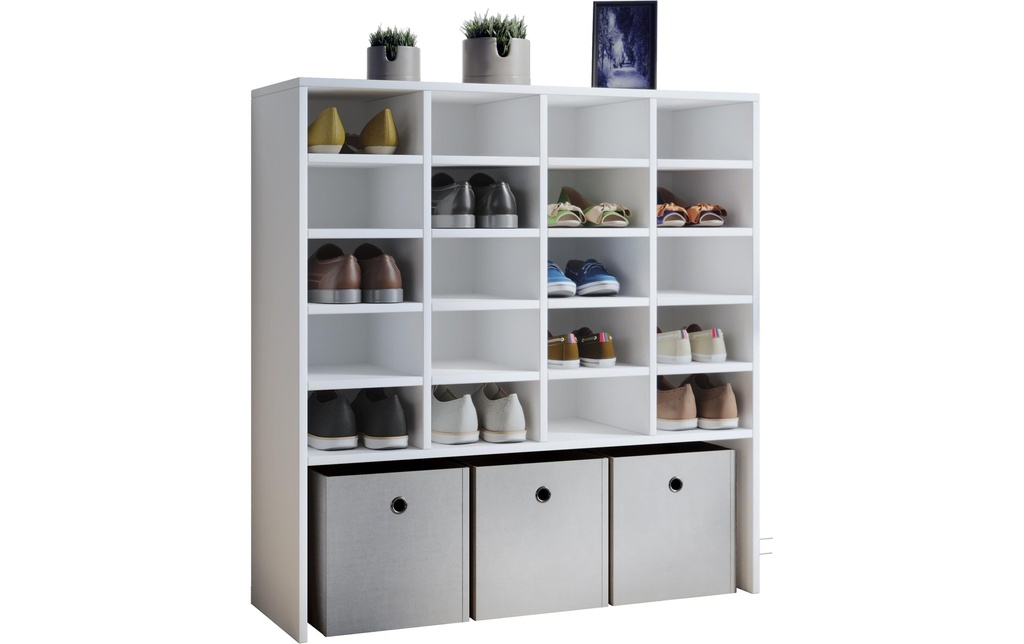 VCM Armoire à chaussures Hinsol XL 92 x 99 cm, blanc