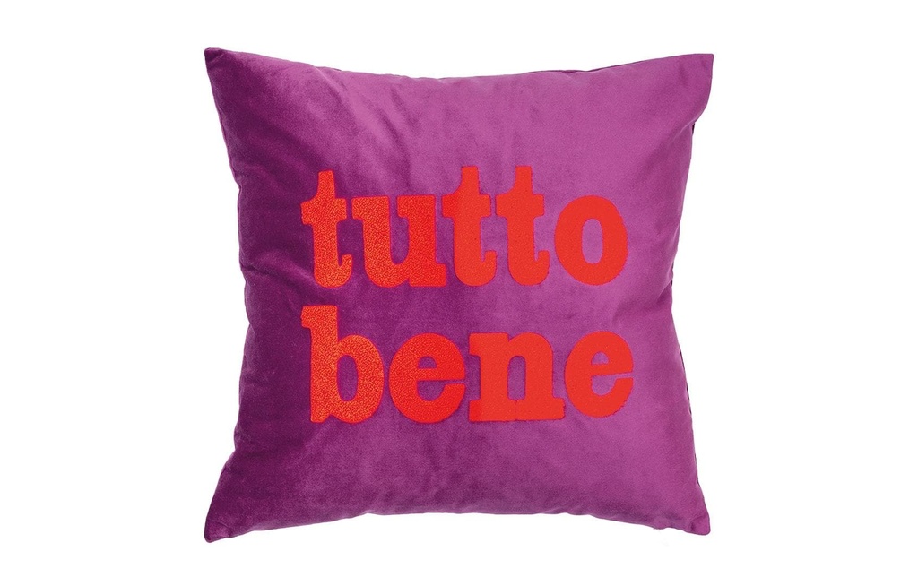 pad Coussin Lettres Tutto Bene Berry Baie , 45 x 45 cm