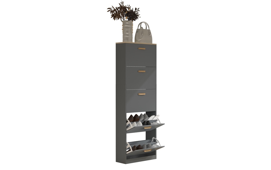 VCM Armoire à chaussures Halom XL 59 x 170 cm, anthracite/chêne miel