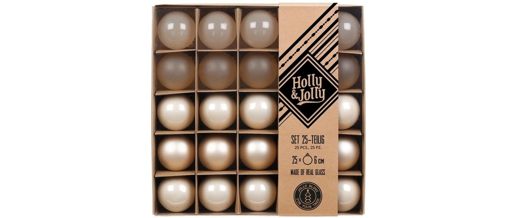 Holly & Jolly Boule de Noël 6 cm Champagne, 25 Pièce/s