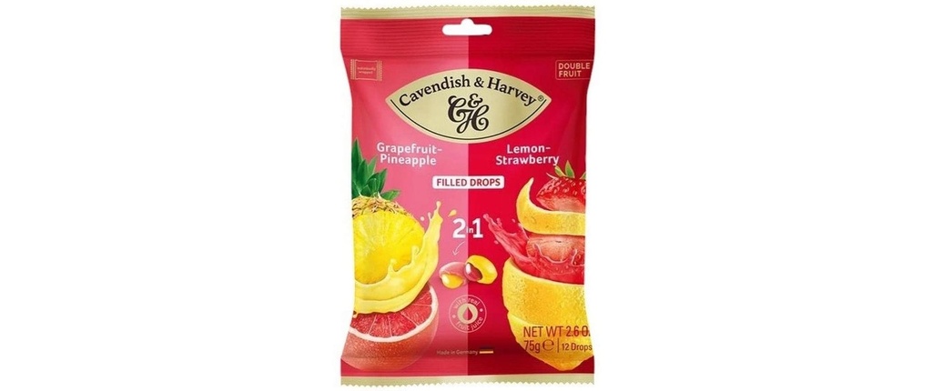 Cavendish & Harvey 2 en 1 : pamplemousse-ananas et citron-fraise 75 g