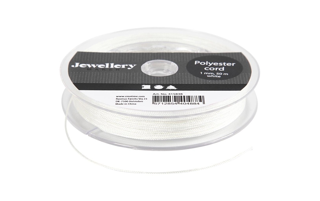 Creativ Company Cordon en polyester 1 mm blanc 50 m
