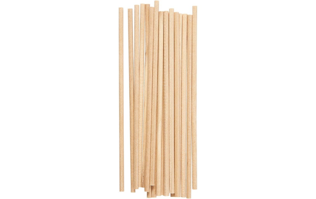 Creativ Company Bâtons en bois Rond, bois massif clair, 15 cm, 4 mm, 20 pièces