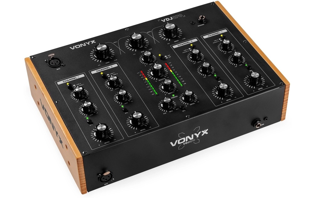 Vonyx VDJ270 Mixeur DJ rotatif 4 canaux avec isolateur 3 bandes