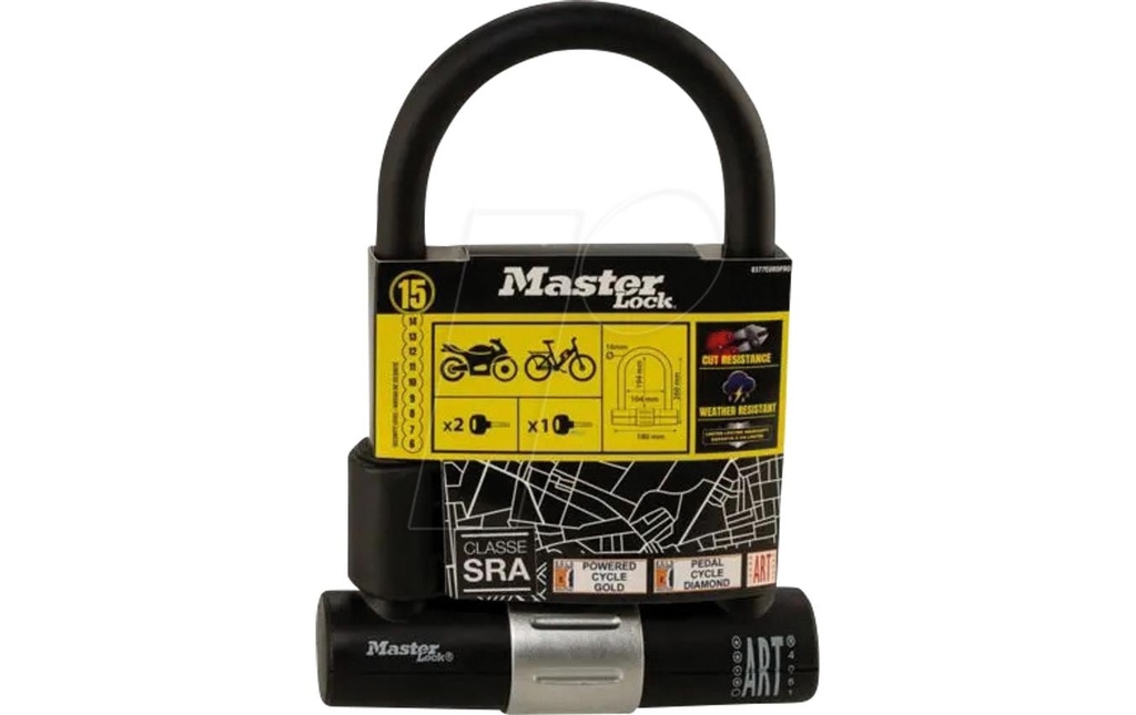 Masterlock Cadenas en U acier trempé, noir