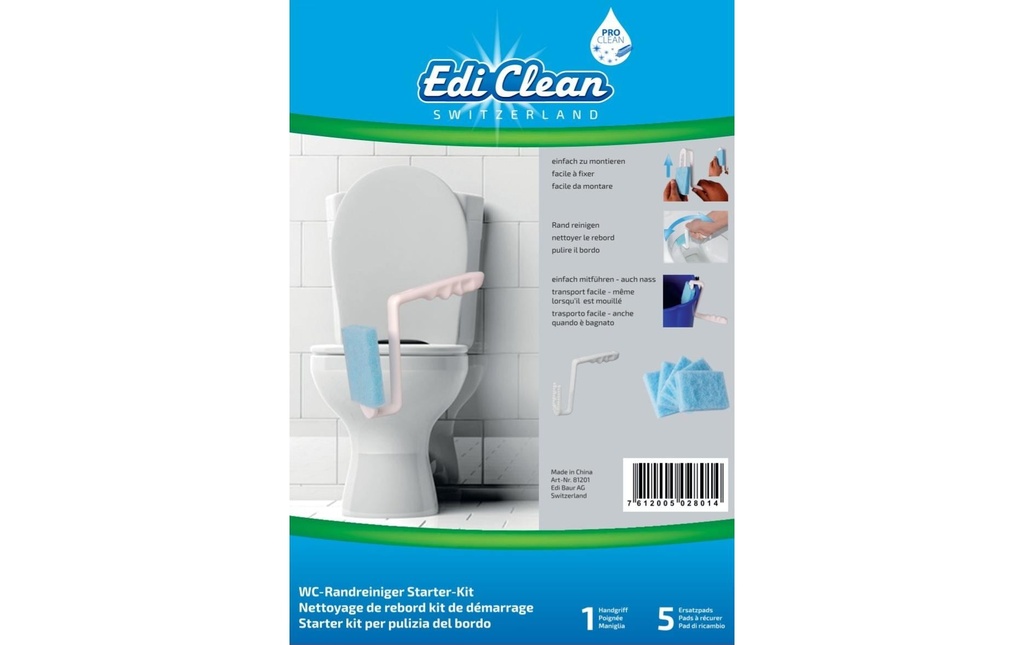 Edi Clean Nettoyant pour les bords des WC Plastique Bleu Blanc