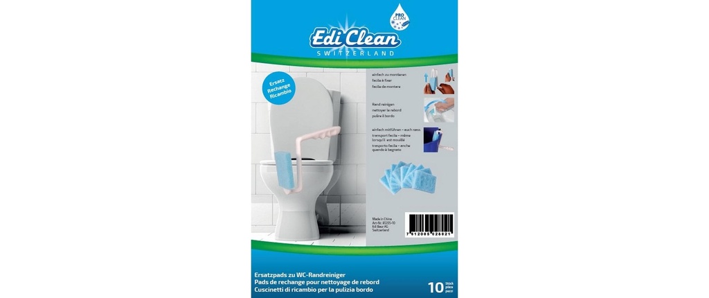 Edi Clean Tampons de rechange pour le nettoyeur de bords de WC Profi Plastique bleu
