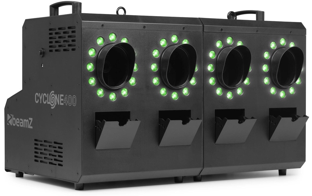 BeamZ Cyclone 400 Machine à brouillard et à bulles de savon avec 48 LED RGBW