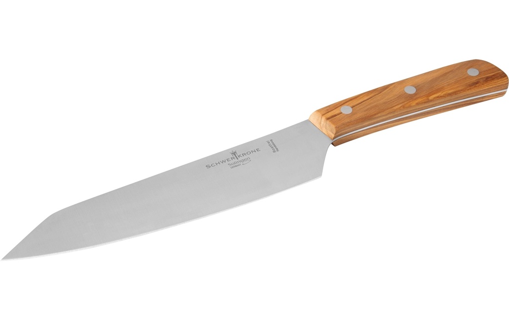 Schwertkrone Couteau de cuisine Kengata 20 cm – bois d'olivier Argenté/Brun