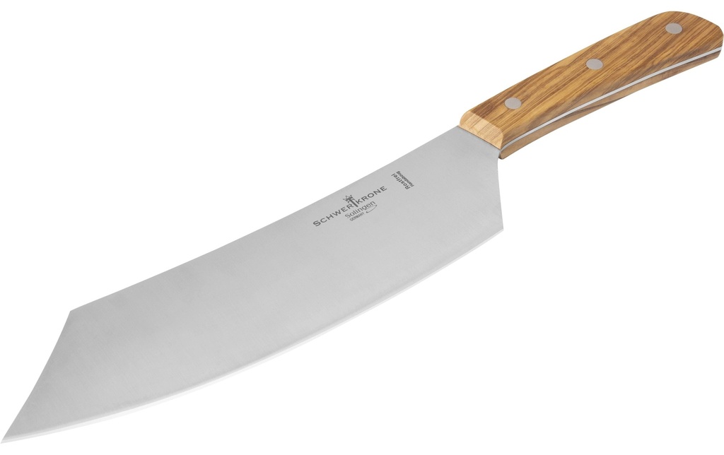 Schwertkrone Couteau à barbecue 23 cm – bois d'olivier Argenté/Brun