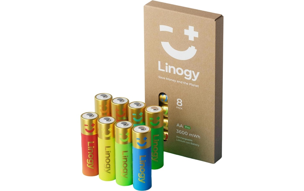 Linogy Batterie Batteries rechargeables au lithium Linogy AA 2400 mAh, 8 Pièce/s