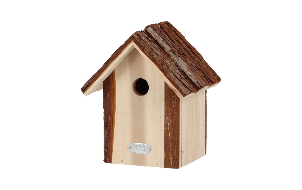 Esschert Design Nichoir Bois de sapin avec toit en écorce