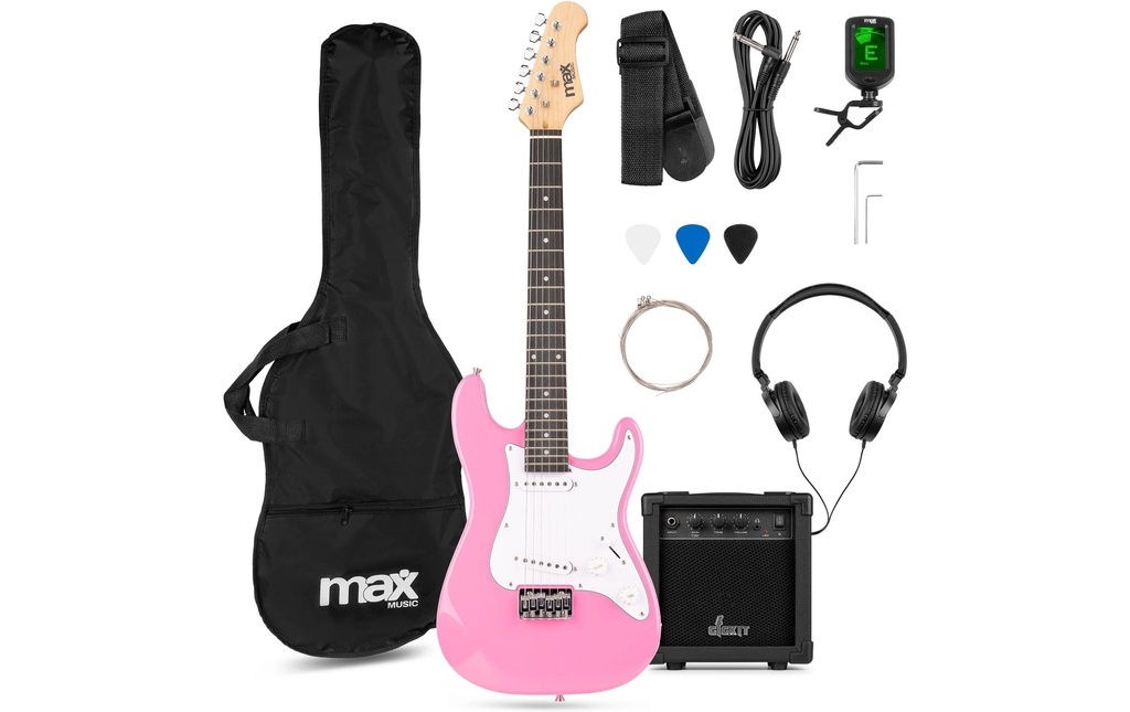 MAX Guitare électrique GigKit Junior 3/4 3/4, rose