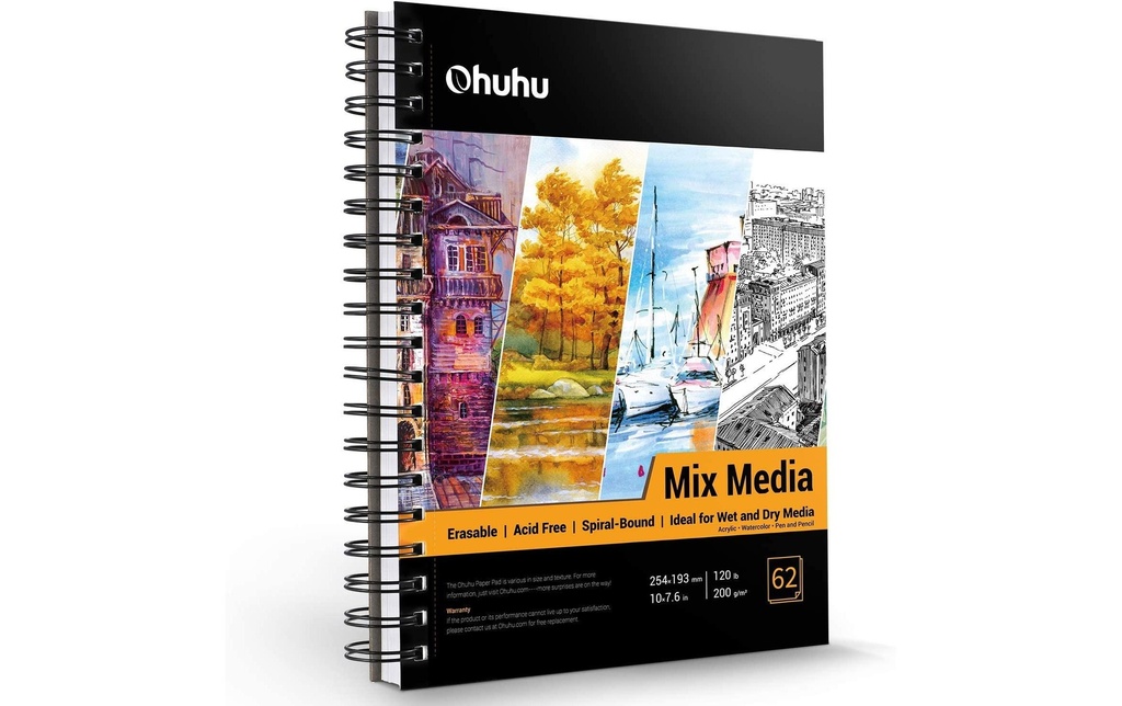 Ohuhu Carnet de croquis d'art, 200 g/m², 124 pages 25.4 x 19.3 cm