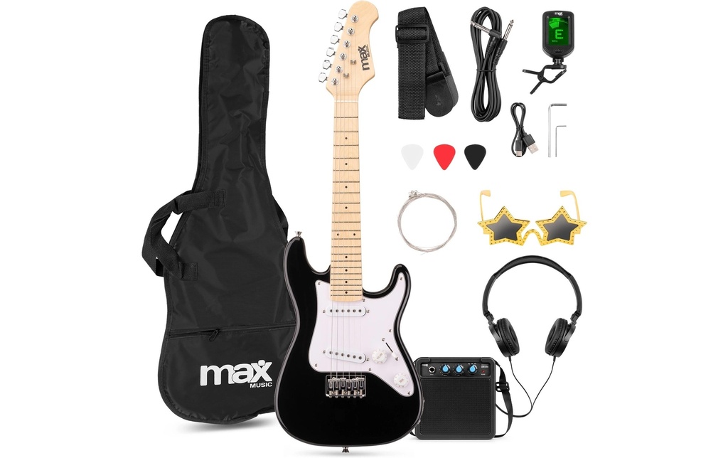 MAX Guitare électrique GigKit Junior 1/4 1/4 noir avec amplificateur
