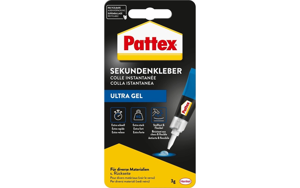 PATTEX Colle instantanée UltraGel (3 pces)