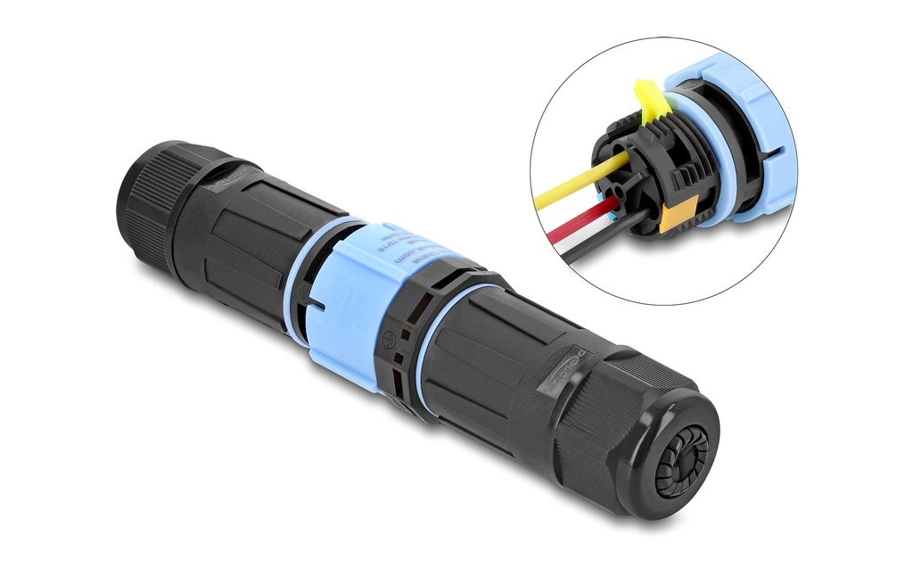 Delock connecteur de câble 3 broches, étanche IP68, PA66, noir