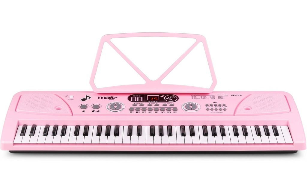 MAX Clavier KD61P Piano droit pour enfants rose 61 touches écran LED