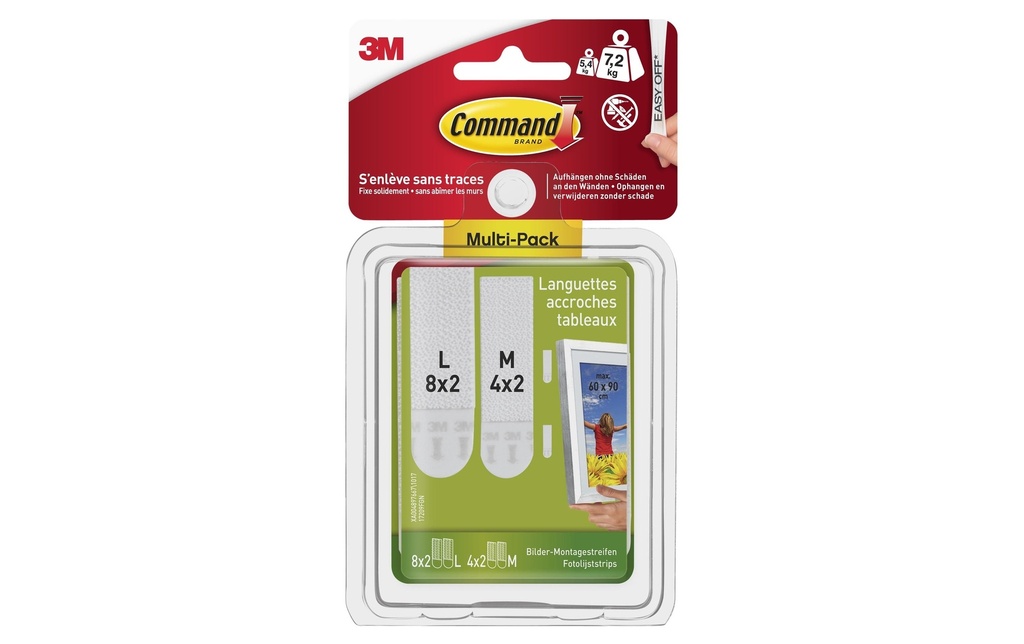 Command Pastille adhésive Command L 8 pièces, M 4 pièces, Blanc