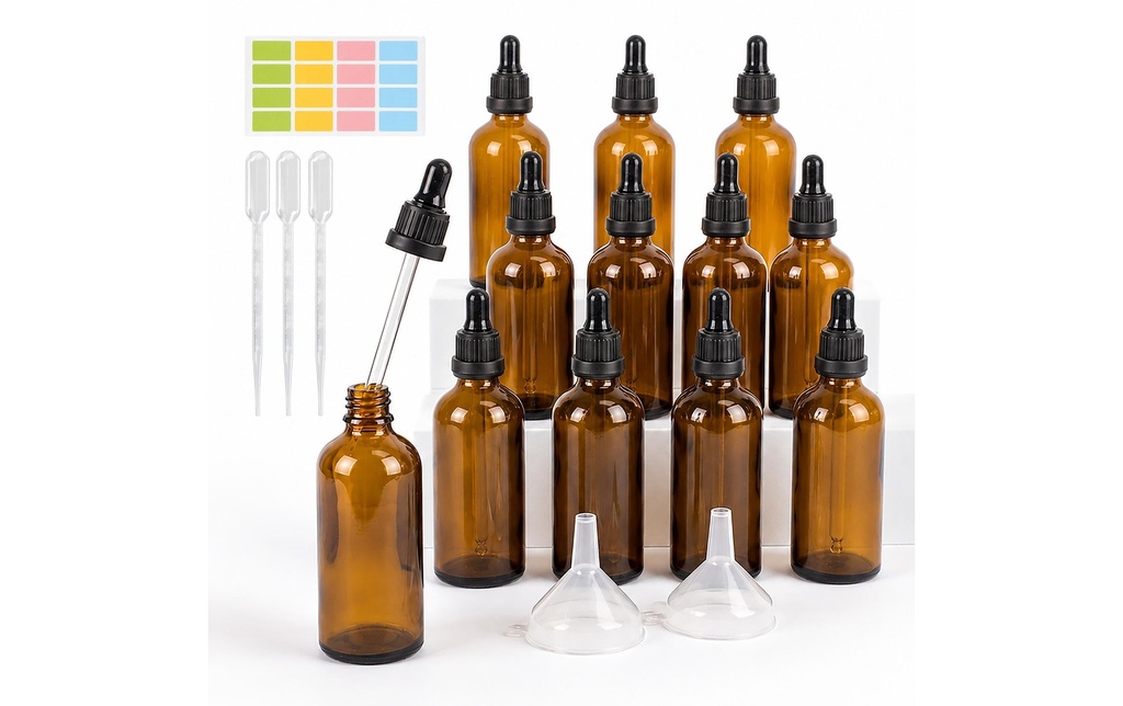 relaxdays Flacons en verre 100 ml, 12 Pièce/s