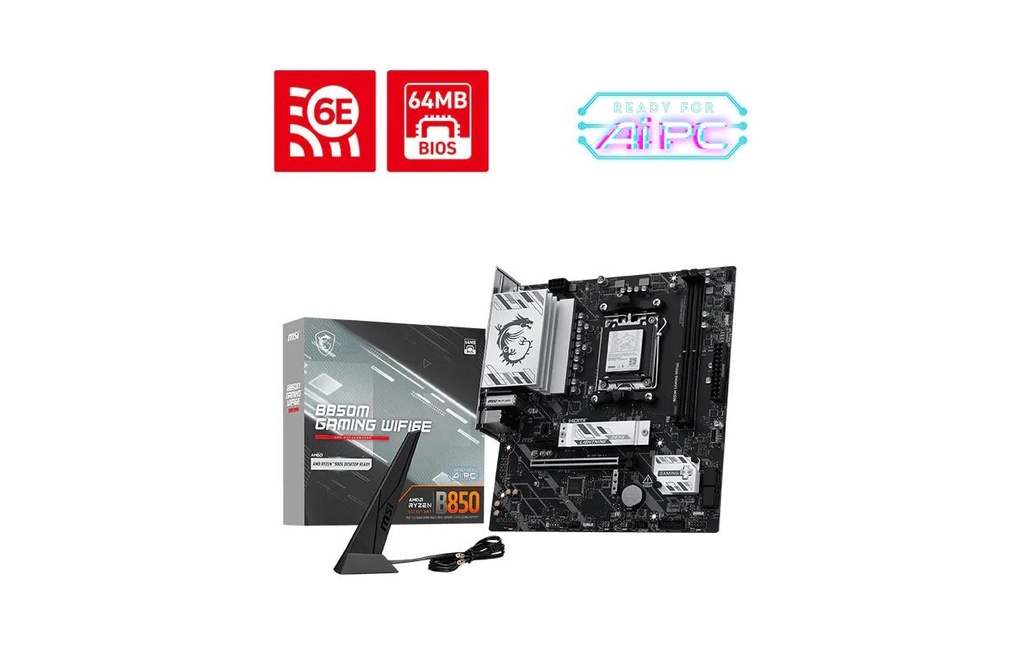 MSI B850M GAMING PLUS MATX AM5 Wi-Fi 6E, 2x DDR5-8200, 4x SATA, 2x M.2