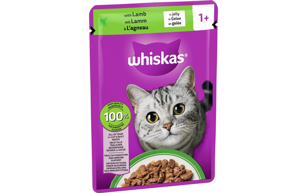 Whiskas 1+ Agneau en gelée, 28 x 85g