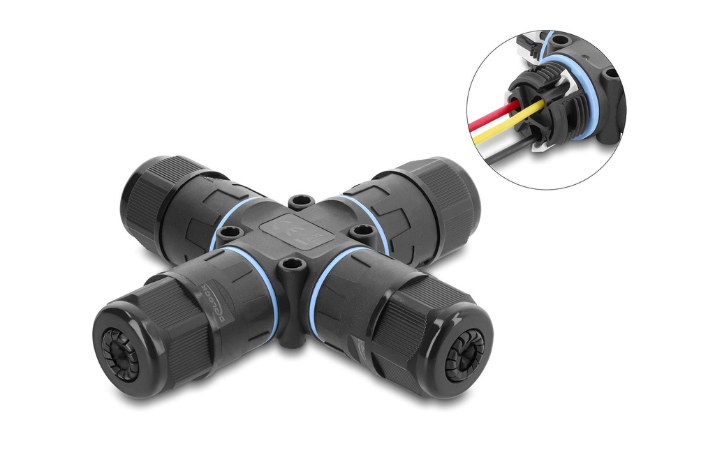 Delock connecteur de câble X-Form 3 broches IP68 5 - 12 mm, sans outil