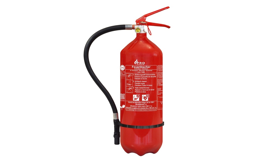 Gloria Extincteur à mousse PRO, Classe de résistance au feu A, B 6 l, sans PFAS