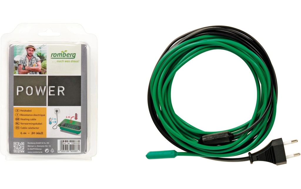Romberg Câble chauffant M Tapis de sol en plastique vert, 30 W, 6 m