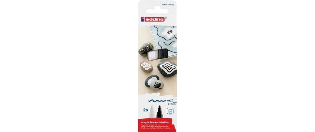 edding Marqueur acrylique 5100 E-2 Noir / Blanc