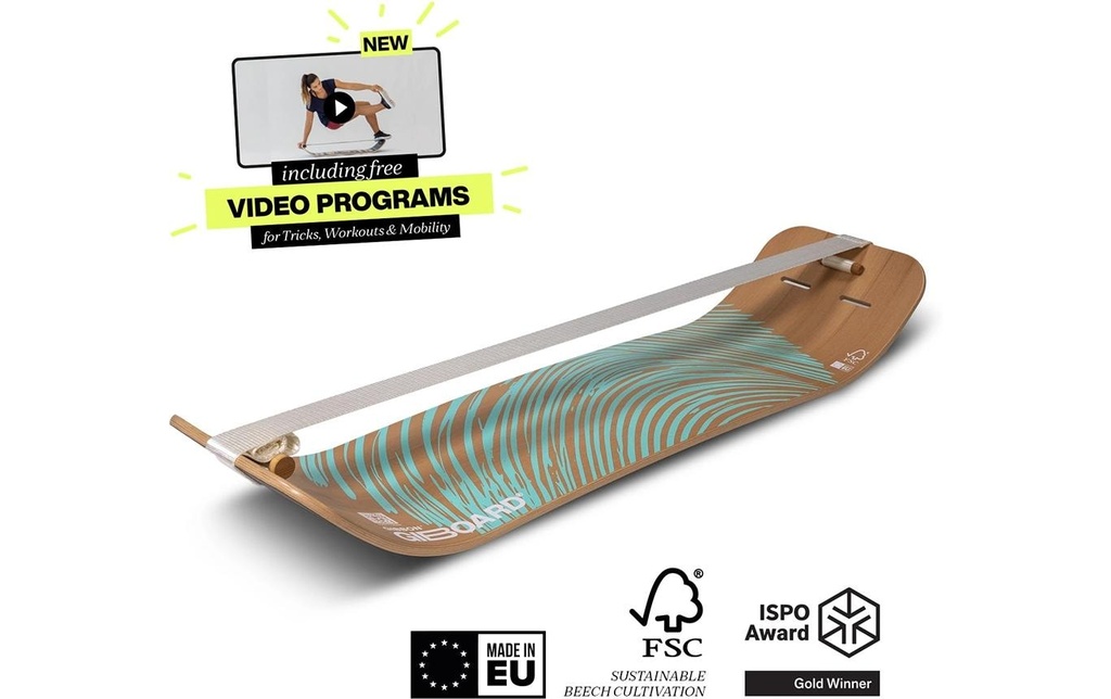 GIBBON Gibbon Slackboard Set Zen Bleu Ensemble 106 cm en hêtre bleu