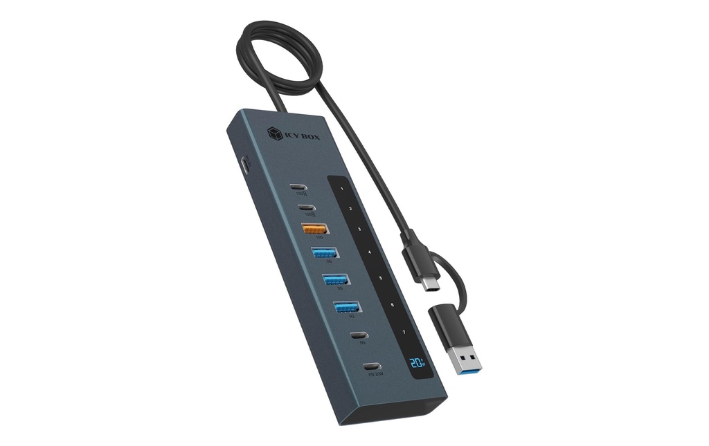 ICY BOX IB-HUB1743-CPD avec Power Delivery et adaptateur USB-C/A