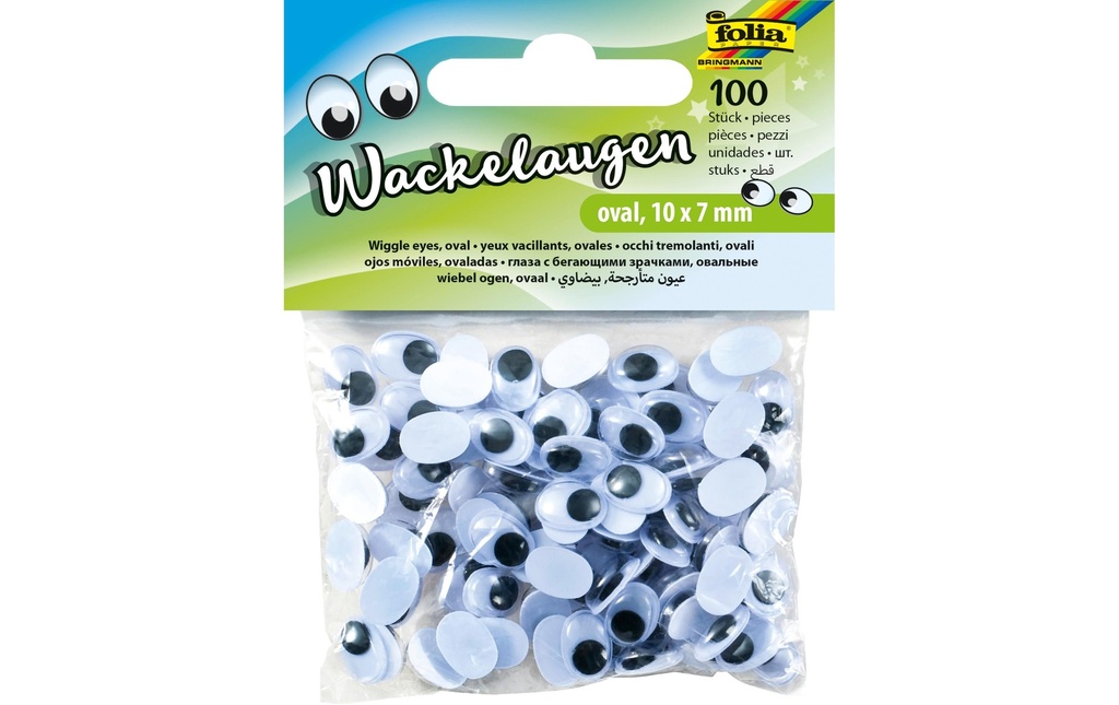 Folia Yeux branlants blanc ovale 10 x 7 mm 100 pièces