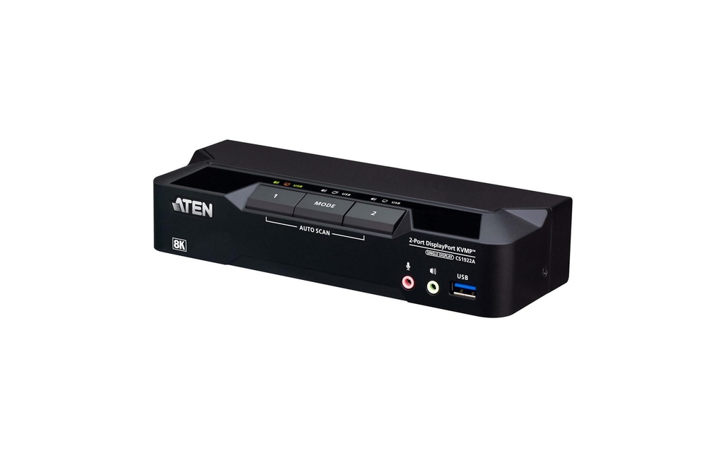 Aten Commutateur KVM CS1922A USB 3.0 à 2 ports, DisplayPort 8K (3 appareils)