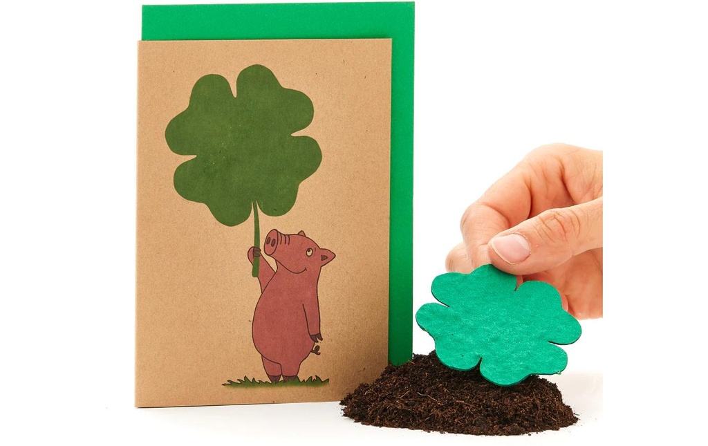 Die Stadtgärtner Cochon avec trèfle Papier de semence, carton kraft à la soude, A6