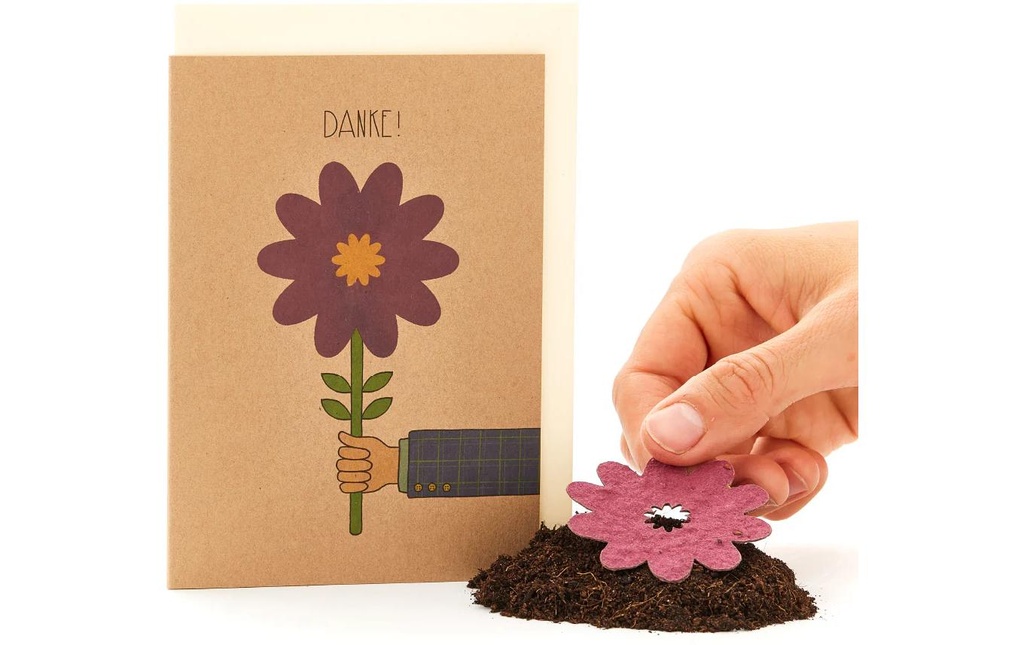 Die Stadtgärtner Carte de remerciement Carte pliante A6 avec graines de fleurs et enveloppe
