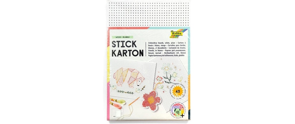 Folia Carton à broder blanc non imprimé 300 g/m² 17.5 x 24.5 cm blanc