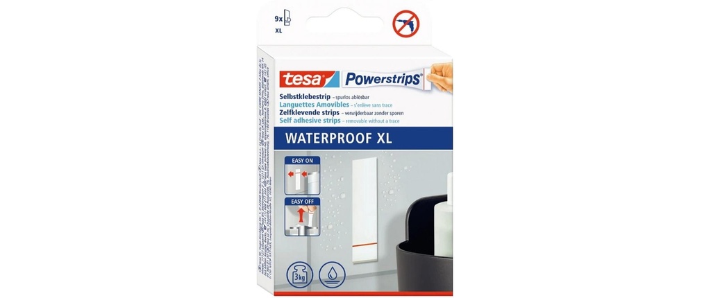 tesa Crochets adhésifs Powerstrips « Cascade » 3 kg, Blanc