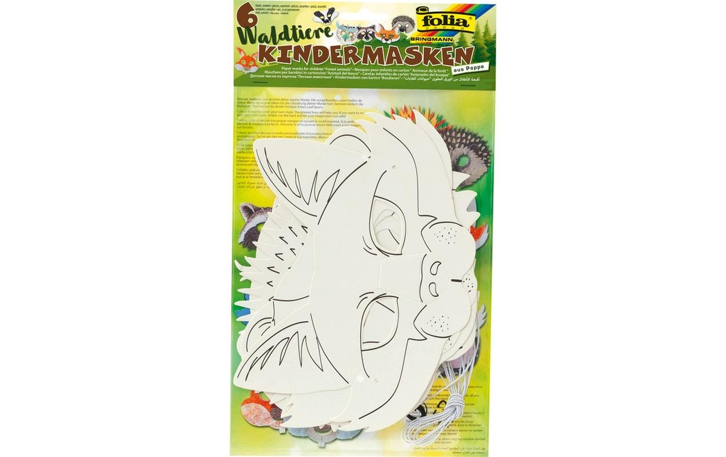 Folia Masques pour enfants Animaux de la forêt en carton blanc
