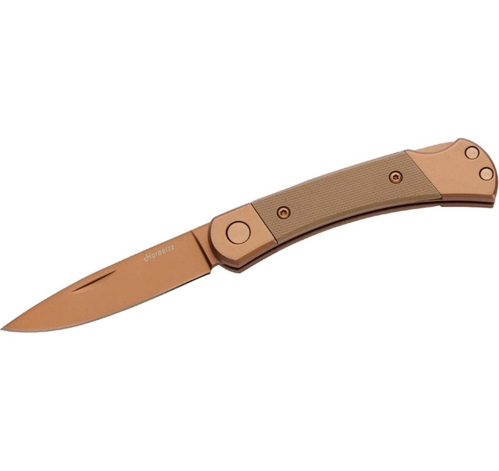 Herbertz Couteau de poche Revêtement en titane Or rose D2, Small, sable